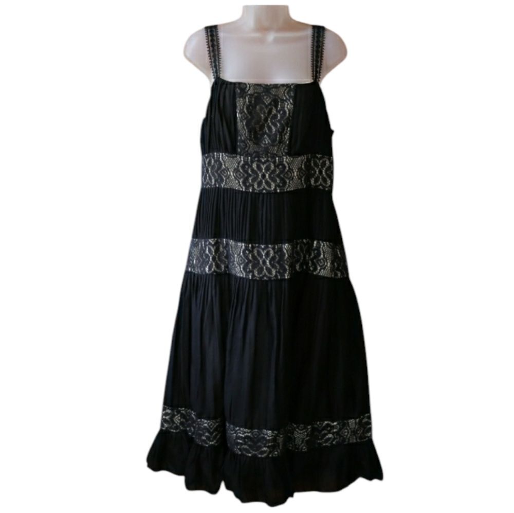 ECI New York Black and White Square Neck Midi Dress Party Guest Dress 12